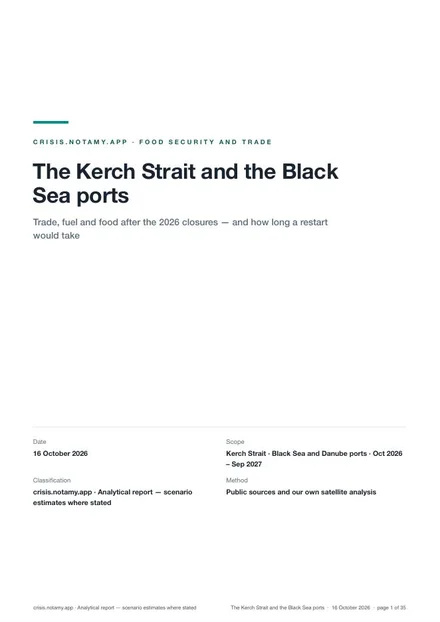 Cover of the report: The Kerch Strait and the Black Sea ports