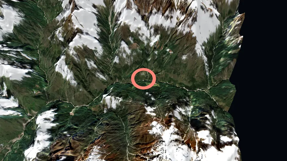 The upper valley in 3D, where the flood started