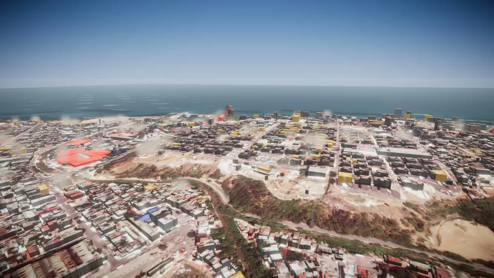 Catia La Mar in 3D, a low view along the streets