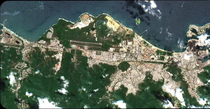 Puerto Cabello from Sentinel-2 on 25 June 2026, mostly clear of cloud
